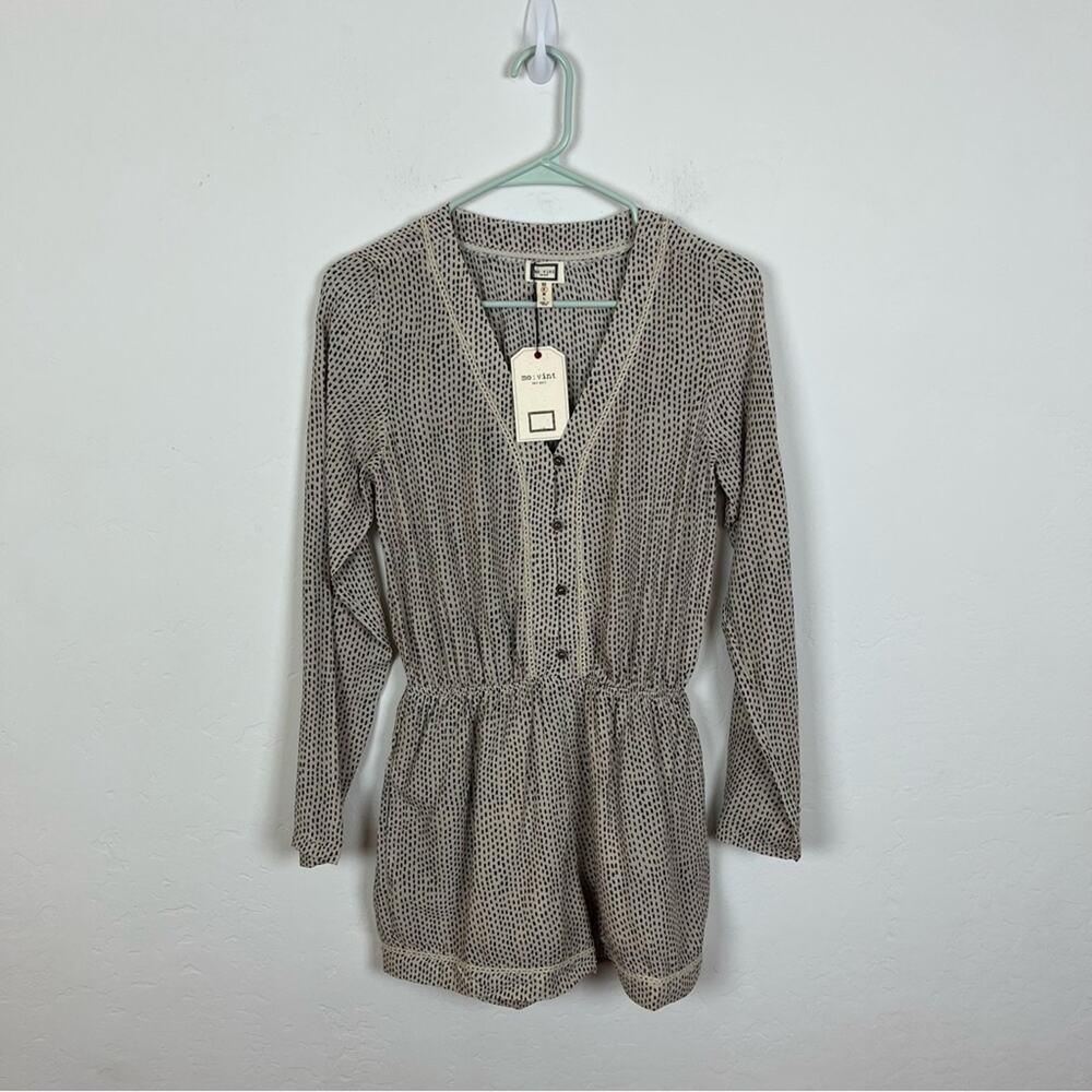 Mo:Vint Speckled Long Sleeve Romper NWT